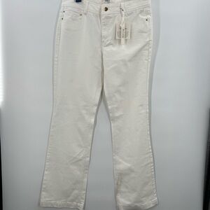 Blanc White Boot Leg Denim Silver/Gold Studs & Stones Ladies 10 NEW